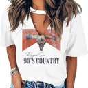 Graphic Tees for Women Western Outfits Cowgirl Shirts Rodeo Country Outfit Nashville Outfit Vitnage Tee Tops Medium