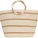 Beach Bags for Women Straw Tote Bag Summer Beach Bag Large Woven Straw Tote for Vacation Holiday (Beige)