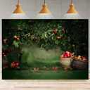 Apple Trees Orchard Photography Background Fruit Harvest Season Holiday Farm Event Party Decoration Backdrop Green and Red Apples Green Leaves Princess Girl Child Party Background (7X5FT)