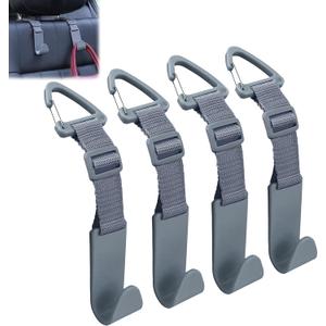Amooca Headrest Hooks for Car Adjustable 4 Pack Vehicle Seat Back Organizer Storage Hanger Holder for Purse Bags Universal Fit with Clip Gray