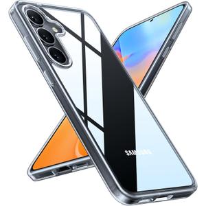 TORRAS Shockproof for Samsung Galaxy S26 Case, [Not Yellowing] [12FT MilitaryGrade Protection] Thin & Soft Touch Transparent Case for Samsung S26 with 3 Colors DIY Buttons [AntiSlip], Diamond Clear