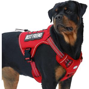 AUROTH Tactical Dog Harness for Large Dogs No Pull Adjustable Pet Harness Reflective K9 Working Training Easy Control Pet Vest Military Service Dog Harnesses Red XL