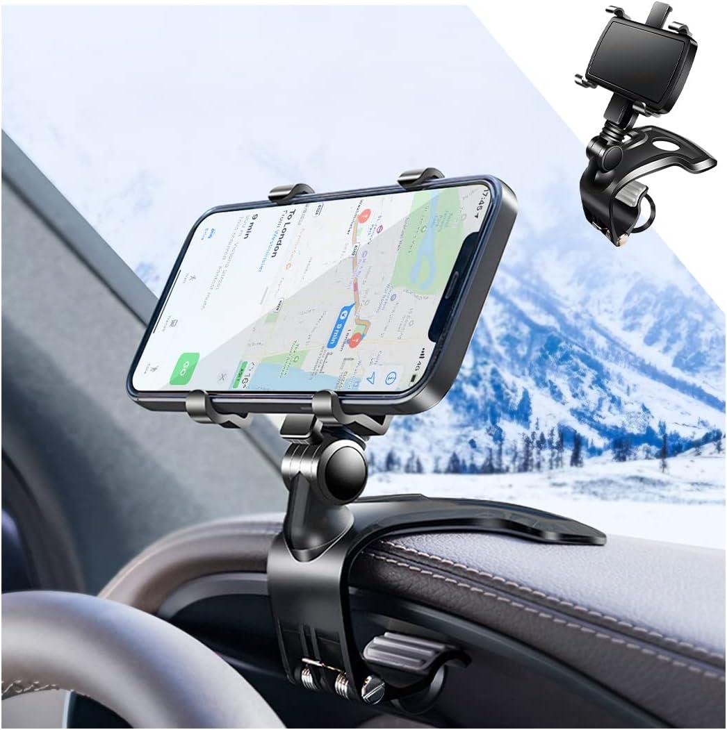 zipelo Car Phone Mount, ABS Cell Phone Holder for Car, 1400 Degree Rotation Dashboard Cell Phone Holder, Mobile Clip Stand for 3 to 7 inches Smartphones, Auto Phone Holder Mount for All Smartphone