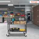 BolDuck Heavy Duty Utility Cart, 990Lbs Capacity 3 Tier Rolling Carts with Wheels, Kitchen Cart on Wheels with Storage, Commercial Grade Metal Serving Carts with Wire Shelving &Handle Bar, Black