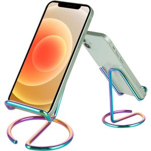 ROPOSY Cell Phone Stand for Desk, Cute Metal Rainbow Cell Phone Stand Holder Desk Accessories, Compatible with All Mobile Phones, iPhone, iPad
