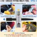 Feekoon Grease Zerk Fitting Tool All in One Grease Fittings Assortment with Removal Tool Fit 1/4"-28 SAE, 1/8"-NPT, M10x1 M8x1 and Hex Size 3/8" 5/16" 7/16" for Install, Remove, Rethread