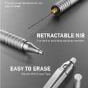 Nicpro 0.7 Metal Mechanical Pencil Set with Case, 3PCS MP1000 0.7mm Artist Lead Pencil With 8 Tube HB Refills, 3 Erasers, 9 Eraser Refill For Architect Art Drafting Drawing Engineering, Sketching (Silver)