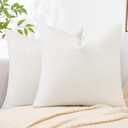 decorUhome Christmas Couch Throw Pillow Covers 22X22 Set of 2, Decorative Soft Chenille Solid Dyed Pillow Covers for Sofa Bed Living Room, Cream White (22" x 22" (Pack of 2))