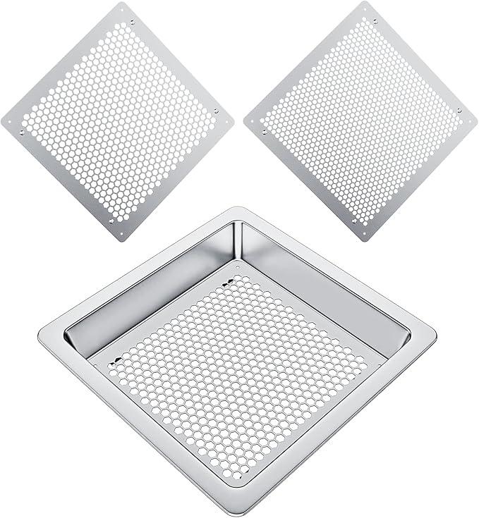 Soil Sifter Strainer Sift Screen Composter - Stainless Dirt sifter,16"Rock Sifter,Bonsai Sifter for Gardening,Metal Soil Sieve Set,2 Interchangeable net Compost Sieve,Substitute Wooden Garden Sifter.