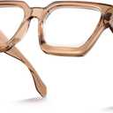 VISOONE Blue Light Blocking Glasses Rectangle Chic Preppy Look MultiColor Frame for Women Men RIVER (Light Mocha Mousse)