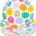 AimFun Easter Party Plates Colorful Eggs Disposable Paper Plates 7" Spring Multi-colored Dessert Plates for Spring Celebrations Party Supplies Table Decorations (48)
