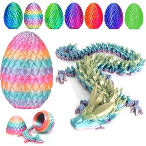 3D Printed Dragon Fidget Toys,12inch Flexible Dragon Toy 3D Printed Dragon Eggs with Dragon Inside,Easter Egg fillers,Easter Basket Stuffers,Easter Basket Essentials Fidget Toys (Rainbowmulti)