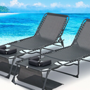 Face Down Chaise Lounge Chair 5-Position Adjustable Sunbathing, Foldable Tanning Chair with Face& Arm Holes, Outdoor Recliner Chair for Pool, Beach, Patio, Lawn (Black, 2 pcs) W3162P277282