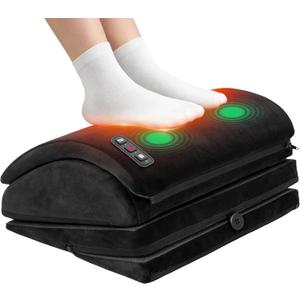 Heated Foot Rest for Under Desk with Vibration Massage, Memory Foam Desk Foot Stool with 4 Adjustable Heights, Ergonomic Foot Rest for Pain Relief, Non-Slip Office Footrest with 3 Heat Levels & Timer