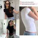 Dwnval Womens 2 Piece Sexy Casual Short Sleeve Crewneck Shirts Summer Slim Fit Cute Crop Tops (L)