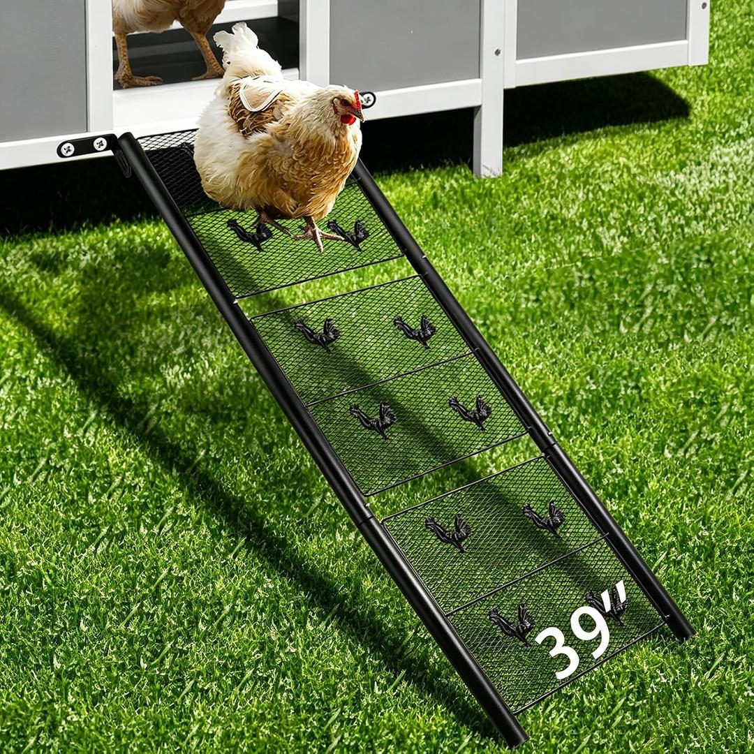 Chicken Coop Ramp, Chicken Ladder & Coop Accessories, Ladder Length Adjustable for Henhouse, Coop Steps for Feet Problem or Cannot Fly Chickens, Heavy Duty Sturdy,Corrosion-Resistant, and Waterproof