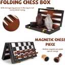 3 in 1 Magnetic Chess Set & Checkers Backgammon Board Game Set, 15" Wooden Folding Chess Board, Tournament Portable Travel Chess Set, Beginner Chess Board Game for Adults & Kids