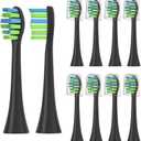 YMPBO 10 Pack Toothbrush Replacement Heads Compatible with 7AM2M AM100/AM105/AM110 Electric Toothbrush, Soft Brush Bristles, Black