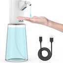 Automatic Soap Dispenser Touchless, Rechargeable 15oz/400ML Large Capacity Four-Level Adjustable Dispenser Volume Suitable for Bathroom and Kitchen (White)