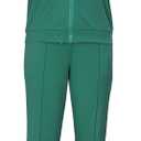 OCEANLUX Women's Lounge Tracksuit Set Two Piece Full Zip Up Short Sleeve Jacket & Drawstring pants Outfits (Red)