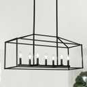 ALISADABOY Black Chandeliers for Dining Room Farmhouse 7 Light Rectangle Kitchen Island Lights Modern Large Linear Pendant Chandelier Lighting Fixtures for Living Room, Bar, Over Dining Table (Black 7 Light)