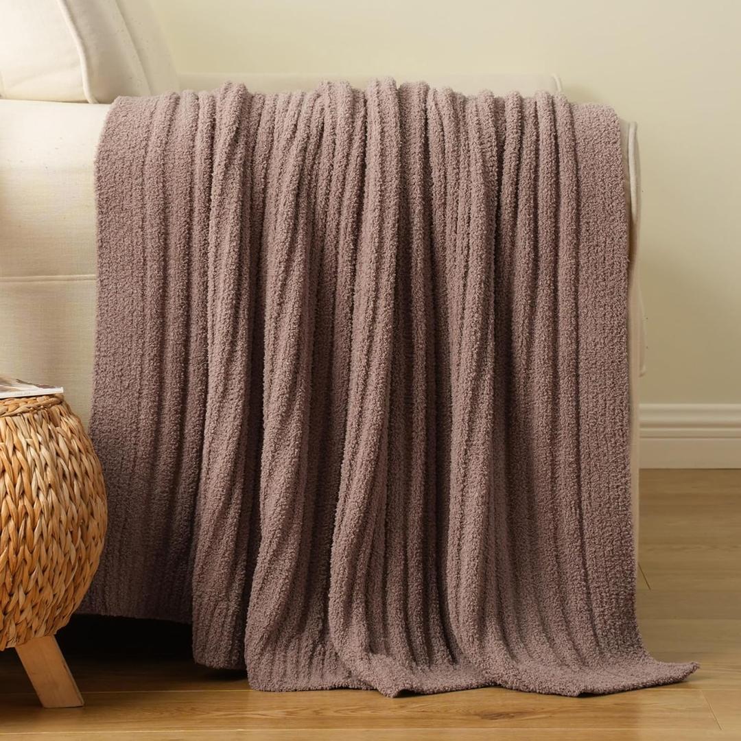 BATTILO Fluffy Soft Throw Blanket for Couch, Knit Fuzzy Plush Camel Throw Blankets, Cozy Warm Lightweight Blanket for Bed, Sofa, Home Decor, 50"x60"