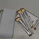 Jessup Makeup Brushes Set 7pcs Dual Ended Makeup Brush Premium Synthetic Foundation Contour Blush Highlight Blending Eyebrow Eyeshadow Shader Concealer Brush with Bag, Quiet Gray T520