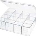 ZEXALOR Socks Underwear Drawer Organzier Dividers, 16 Compartment Removable Divided Plastic Storage Bin with Lid, Storage Organizer for Scarves Ties Bras, Clear Dresser Drawer Organizers (Large-16 Grids)