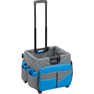 ECR4Kids Universal Rolling Cart with Canvas Organizer Bag, Mobile Storage, Blue/Grey