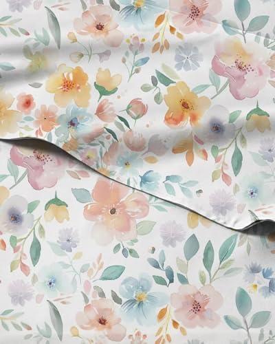 Floral Sheets - Flower Print Bed Sheet Set - 1 Flat, 1 Fitted & 2 Pillowcases w/ Deep Pockets - Comfy, Cozy, Wrinkle & Fade Free - Boho Botanical Bedding - Soft, Breathable & Cooling - King Size Set