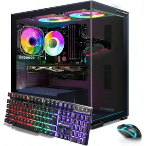 STGAubron Gaming PC Desktop, Intel Core i7 up to 3.9G, Radeon RX 580 16G, 16GB RAM, 512GB SSD, WiFi 6, BT 5.0, RGB Fan x 3, Windows 11 Home