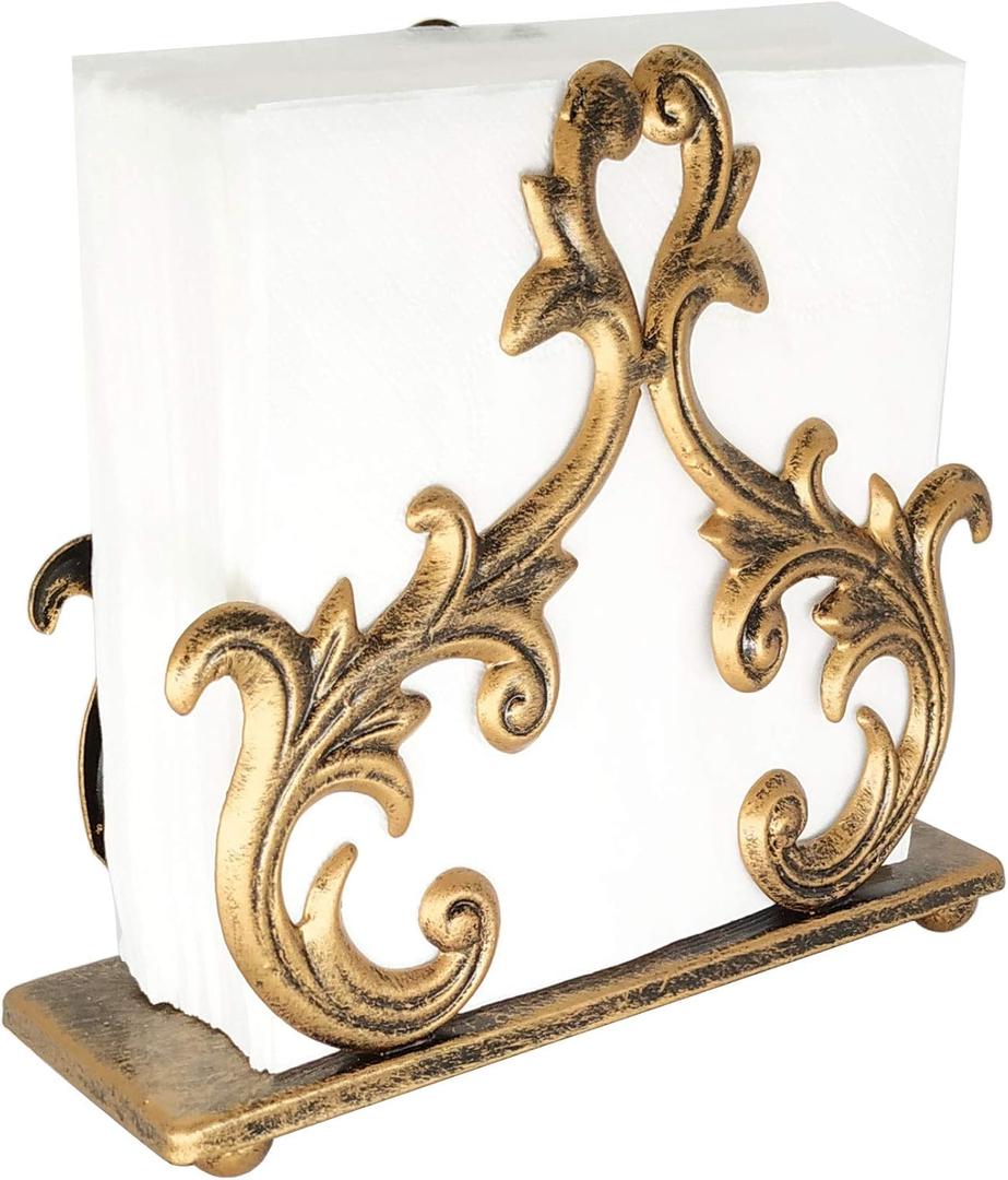 Bronze Metal Baroque Style Napkin Holder, Freestanding Barocco Tissue dispenser, Baroque Napkin Tray Basket (One Size)