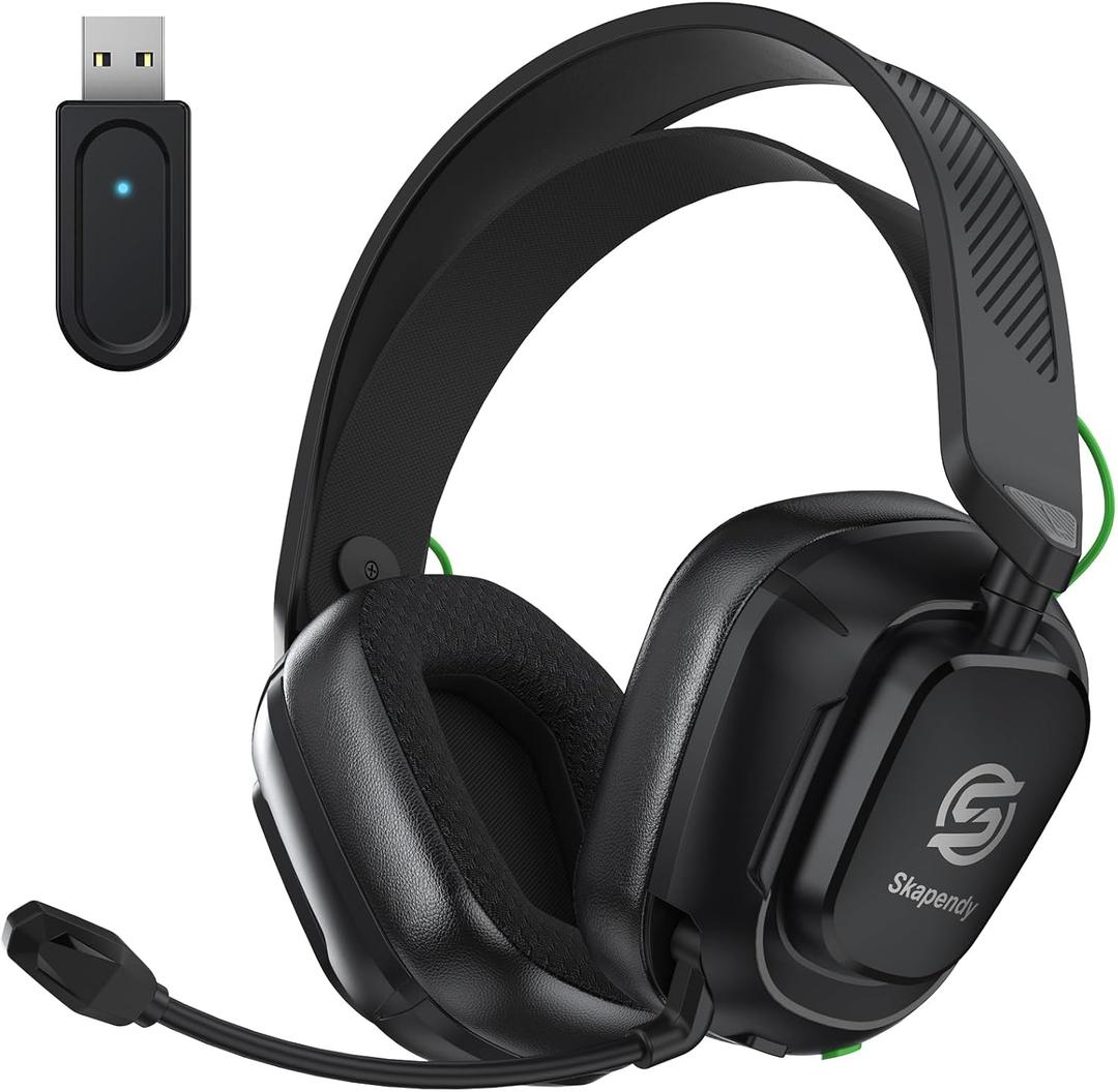 2.4GHz Wireless Gaming Headset for Switch, PS4, PS5, PC, Ultra-Low Latency, Lossless Bluetooth Gaming Headphones with Noise-Canceling Mic, 50+ Hr Battery (Jet Black)