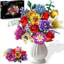 Flower Bouquet Building Set, Easter 18 Flowers Rose Building Block, Botanical Collection Building Block Toy Plant Home Decor 1015 PCS, Gift for Her Adults Women Kids Boys Girls 12+