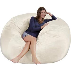 4FT Bean Bag Chair Cover - Soft Fluffy Dutch Velvet Bean Bag Cover (No Filling, Cover Only), Comfy 4FT Bean Bag Cover, Large Lazy Sofa Cover (Creamy)