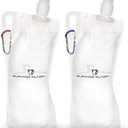 Survivor Filter Collapsible Water Bottles, Canteens (32oz) 2 Pack (2L Total) - Durable Carabiners and Handles. Squeeze Water Through a Filter or Use as Water Bottles (1L)