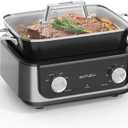N61NA Nonstick Slow Cooker 7-Quart - PFOA-Free Ceramic-coated, 3 Heat Settings & Timer - Dishwasher & Oven Safe Pot for Effortless Cooking, Perfect for Family Meals & Parties