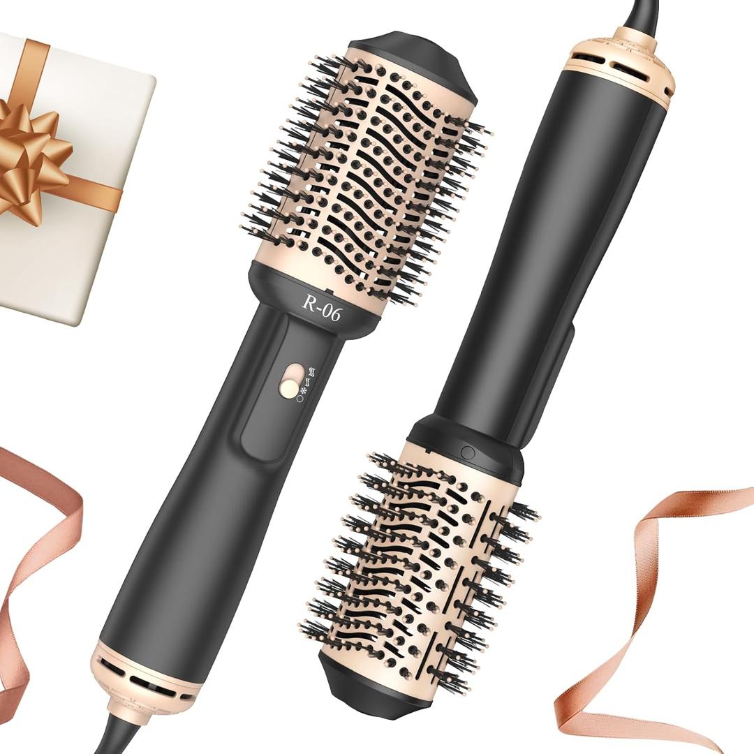 Hair Dryer Brush Blow Dryer Brush in One, 4 in 1 Hair Dryer and Styler Volumizer with Oval Barrel, Professional Salon Hot Air Brush for All Hair Types, Gold