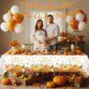 3 Pcs Little Pumpkin Thanksgiving Tablecloths a Little Pumpkin is On The Way Banner Fall Baby Shower Party Supplies 54 x 108 Inch Plastic Table Cover for Gender Reveal Autumn