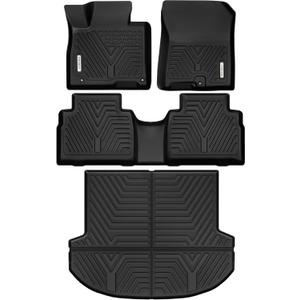 YITAMOTOR Floor Mats Compatible for 2021-2023 Hyundai Santa Fe Includes 2 Rows and Cargo Liner Set,TPE All-Weather Floor Mat Set Liners, Black
