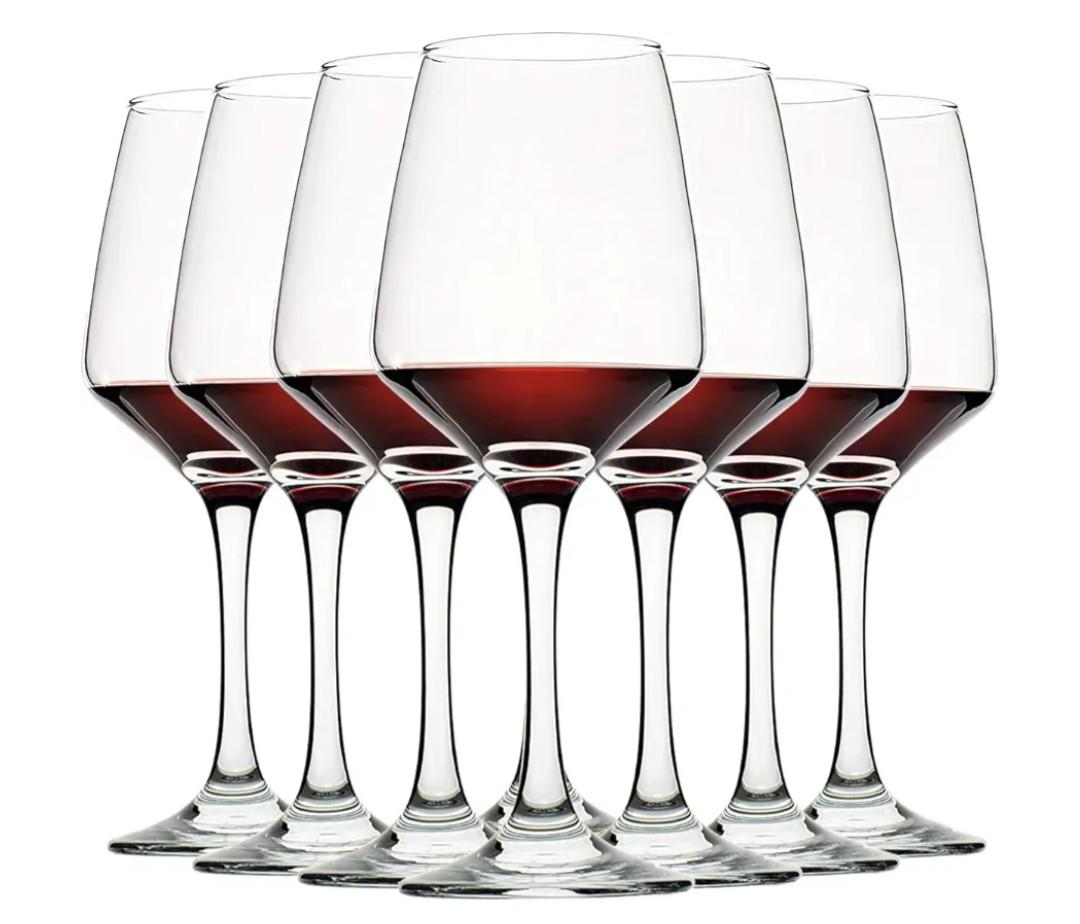 C CREST Wine Glasses Set of 8, 12oz, Lead-free, Clear, Durable Glassware