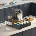 Homeiju Coffee Pod Drawers - K Cup Organizer, Nespresso Pods Holder with Mug Rack, Coffee Holder for Countertop, 52 Capacity Pods, Suitable for Kitchens, Offices and Coffee Bars(Brown)