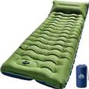 FUN PAC Camping Sleeping Pad, Ultralight Camping Mattress with Pillow, Built-in Foot Pump Inflatable Sleeping Pad Compact for Camping, Green