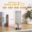 Crystal Table Lamp, Cordless Touch Desk Lamp, Dimmable Bedside Lamp, Modern Nightstand Lamp, 3000K Warm White LED Bulb with USB C+A Charging Port 4000MAH Battery Operated Light for Bedroom