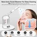 Nano Ionic Facial Steamer with Removable Water Cup, Face Steamer 360 Rotatable Sprayer Warm Mist Face Humidifier for Home and Beauty Salon, Facial Deep Cleaning (White)