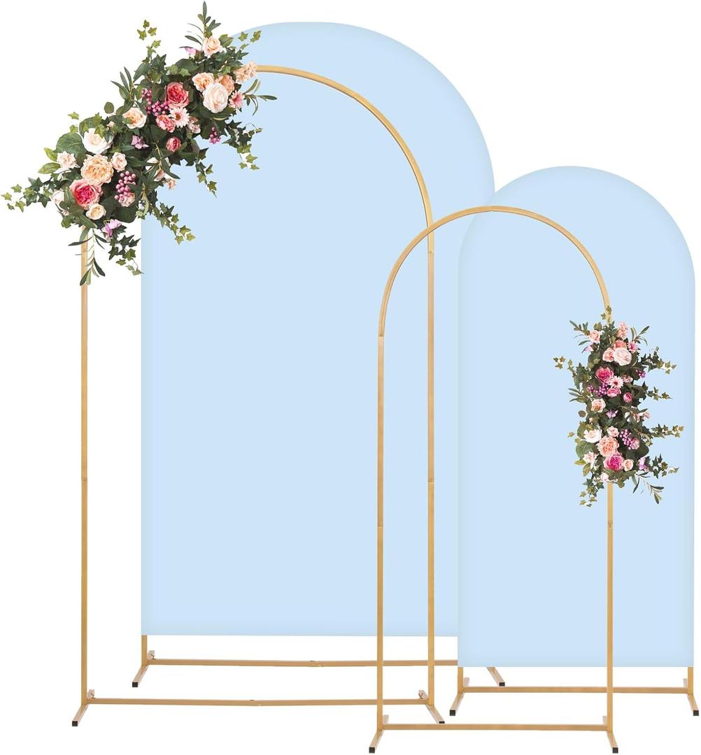 Toolterritary Metal Arch Backdrop Stand and Cover Set, 8FT, 7.2FT Party Backdrop, Easy to Assemble, Backdrop Stand for Parties, Birthday, Baby Shower