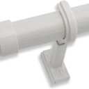 BlastHome Luxury 8 ft Custom Curtain Rod  1 1/4" Large Diameter  Premium Brackets & Endcaps  Nonadjustable Rods Connect for a Seamless Look  Brushed White Finish