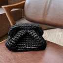 Metallic T-Shirt Yarn 140 Yards Knitting Fabric Crochet Cloth Shiny Tshirt Yarn for Crocheting Beginners DIY Hand Craft Bag Blanket Cushion Projects (Black)