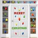 2 x Christmas Bulb Light Window Clings - Winter Car Refrigerator Decorations Stickers for Holiday Xmas Home Kitchen Living Room - Door Window Seasons Decals