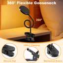 Rechargeable Clip on Light for Bed, 97 LED Cordless Reading Lamp with 3 Color Modes & 10 Brightness Levels, Portable and Flexible Book Light Clamp on Office Desk Bunk Bed Dorm Headboard (Black/4.7'')